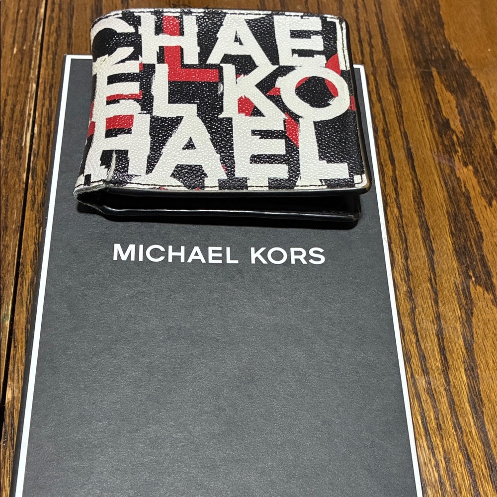 Michael Kors Black and Red Logo Card Holder